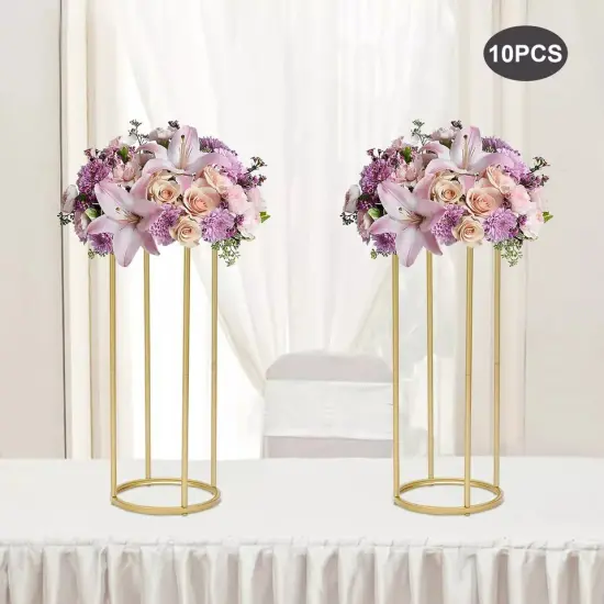 10stk. Flower Floor Stand Gold Flower Rack Flower Column Flower Vase Metal 60 cm {3}