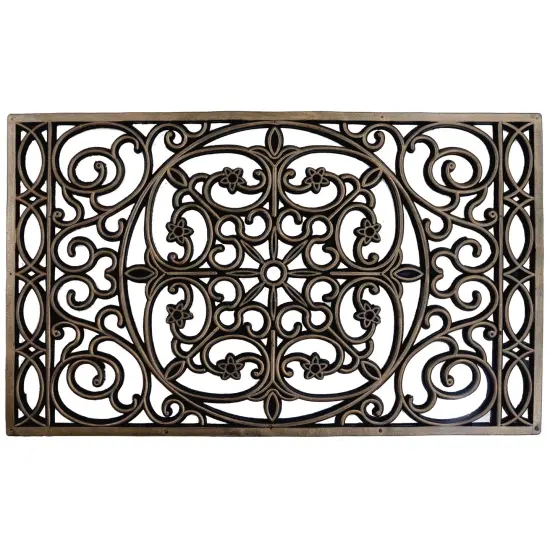 Gardenised Heavy Duty Coco Coir Doormat Non Slip PVC Baking Embossed Welcome Design Natural Coconut Fiber Floor Mat for Front Door Porch Patio Entryway Garage Mudroom & Outdoor Use 18x30" Rubber Elegant Swirl {1}