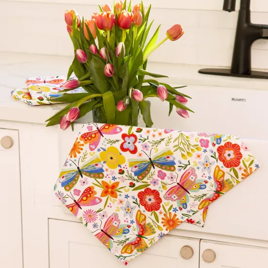 Butterfly Floral Cotton Kitchen Tea Towel {2}
