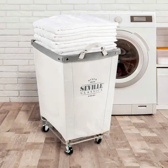 Seville Classics Heavy-Duty Rolling Laundry Hamper, Natural White {5}