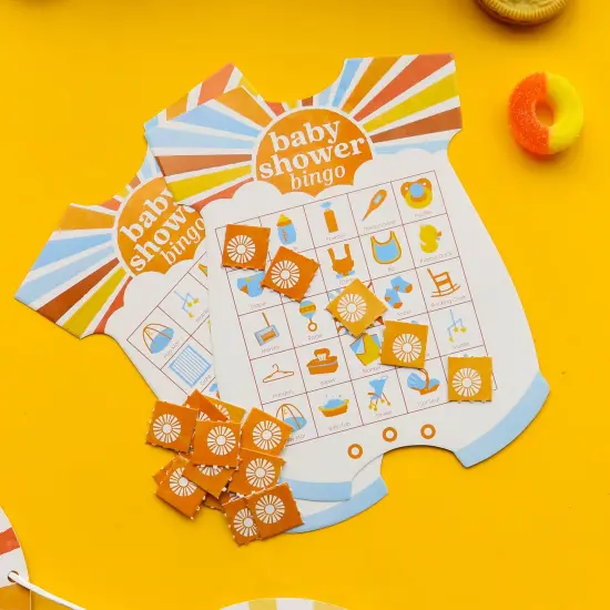 Big Dot of Happiness Here Comes The Son Baby Shower Bingo, Picture Game Cards and Markers, Boy Boho Party Supplies - Set of 18 {5}