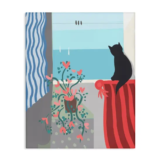 Stupell Industries Window Beach View Canvas Wall Art Design by Betty Boynes {1}