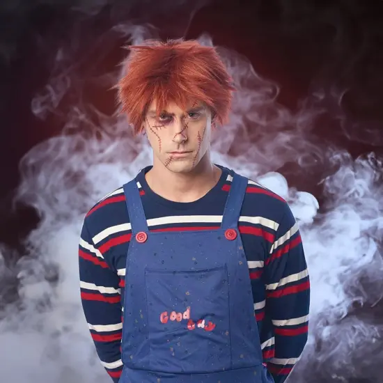 Evil Doll Adult Costume Wig | Red {3}