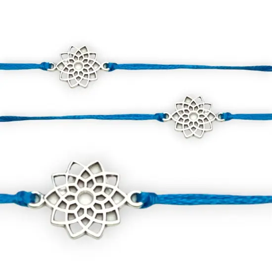 Lotus Charm Rakhi Bracelet Indian Rakhi Bracelet Desi Favors Rakhi for Raksha Bandhan Handcrafted Rakhi for Brother Bhaiya Bhabhi Bracelet with Ties {4}