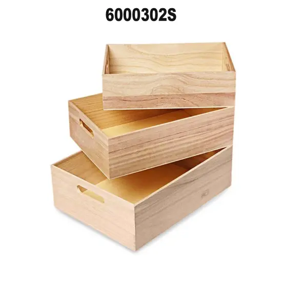 Small Rectangular Paulownia Wood Tray Set 3 Each {2}