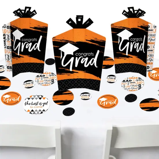 Big Dot of Happiness Orange Grad - Best is Yet to Come - 2025 Orange Graduation Party Decor and Confetti - Terrific Table Centerpiece Kit - Set of 30 {1}