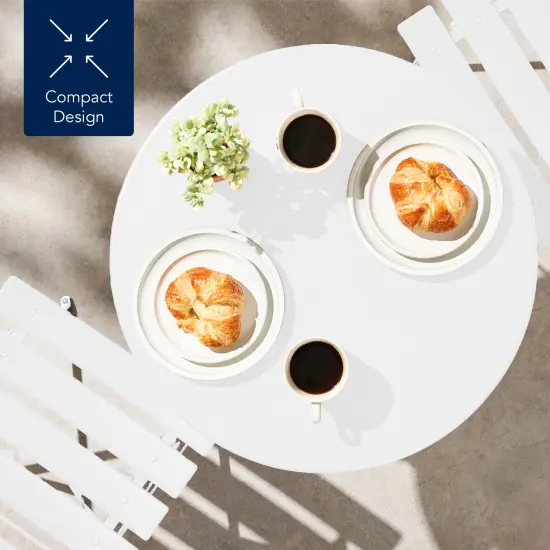 Best Choice Products 3-Piece Small Bistro Set, Folding Patio Furniture Set of 2 Chairs and Table White {6}