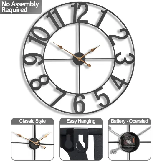 Sorbus Large Wall Clock - 32 inch (81 CM) Battery Operated Analog Wall Clock Decorative for Living Room and Kitchen Black {4}