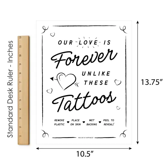 Big Dot of Happiness Our Love is Forever Unlike These Tattoos Sign - Printed on Sturdy Plastic Material - 10.5 x 13.75 in - Sign with Stand - 1 Piece {6}