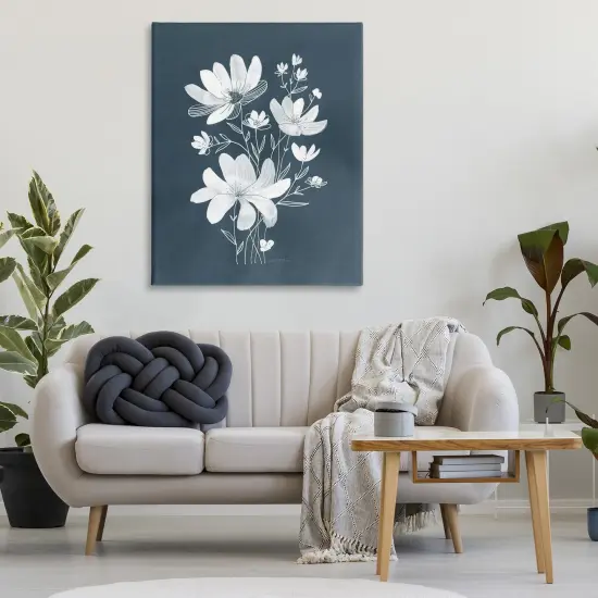 Stupell Industries White Floral with Outline Canvas Wall Art Design by Leeza Hernandez {2}