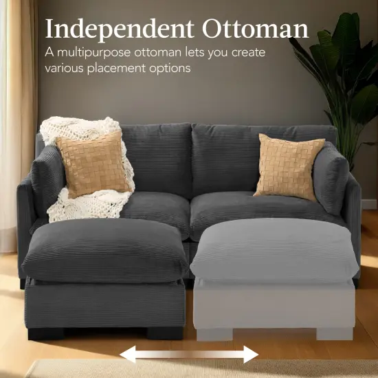 Best Choice Products 82in Modular Sectional Pillowtop Sofa w/ Ottoman & Storage Gray {4}