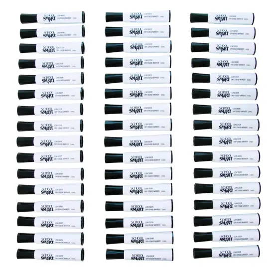School Smart Dry Erase Markers, Chisel Tip, Low Odor, Black, Pack of 48 {5}