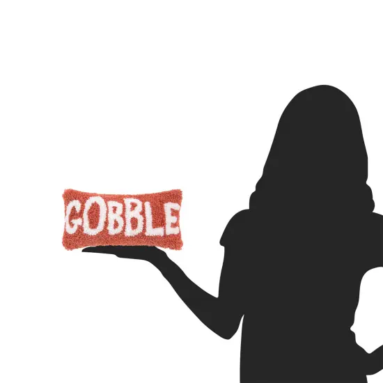 Gobble Script Rectangle Small Small/Petite Hooked Accent Pillow, 6" x 12" {6}