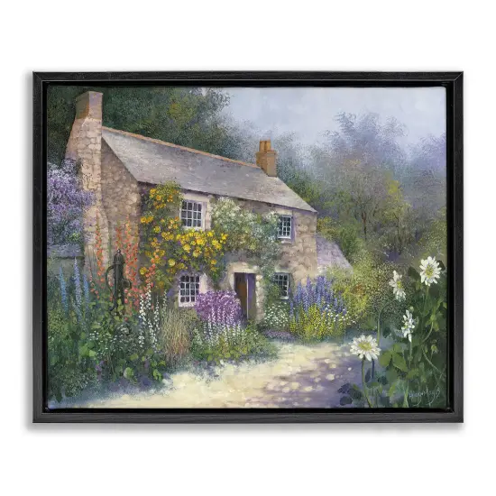Stupell Industries Gardener's Cottage View Floater Framed Canvas Wall Art Design by Hilary Mayes {1}