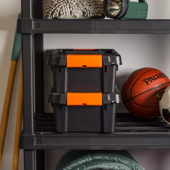 IRIS USA 3 Gal. Plastic Storage Bins with Lids, Latching Totes, Heavy Duty Containers Black {3}