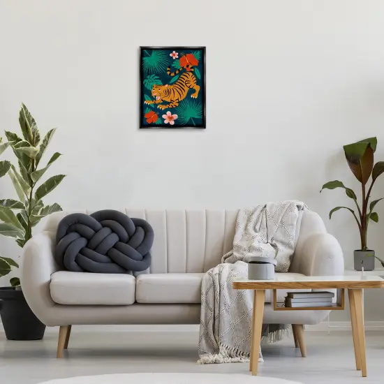 Stupell Industries Crouching Tiger Tropics Floater Framed Canvas Wall Art Design by Carrie Cantwell {8}