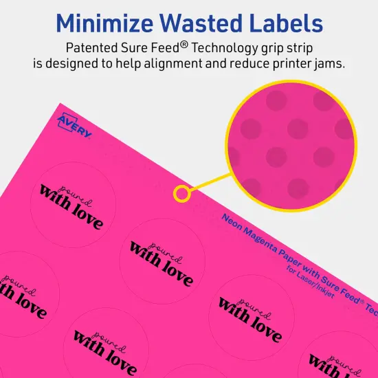 Avery Neon Magenta Paper Labels, 1-5/8" Diameter Round {4}