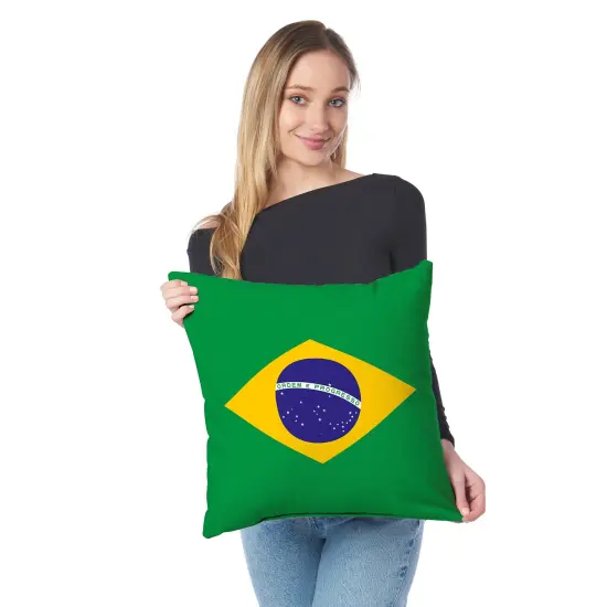 Country Flag 18 Inch Throw Pillow Brazil {2}