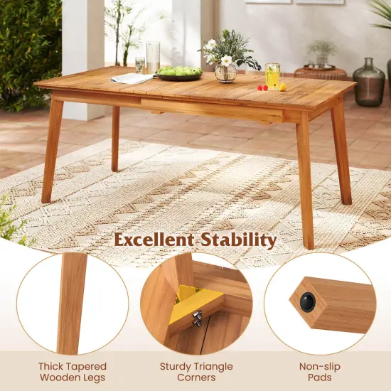 Costway 71"-94" Rectangular Teak Wood Table Patio Extendable Dining Table for 6-8 People, {5}