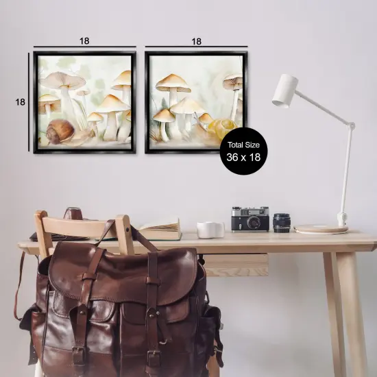 Stupell Industries Snail Crawl by Mushrooms 2pc Floater Framed Canvas Wall Art Set Design by Kim Allen {3}