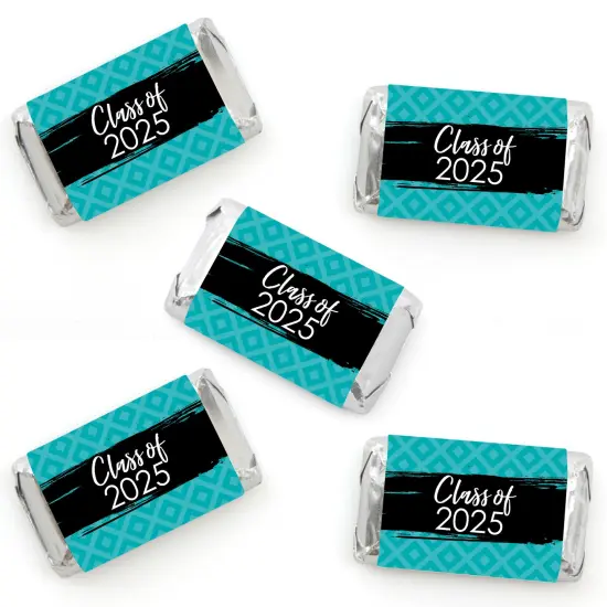 Big Dot of Happiness 2025 Teal Graduation Party - Mini Candy Bar Wrapper Stickers - Small Favors - 40 Count {1}