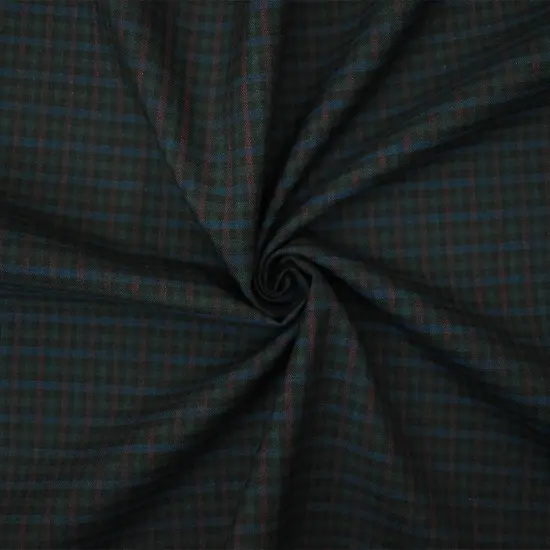 Maroon Brown-Black-Multi Poly-Wool Plaid Shirting Woven Fabric By the Yard {3}