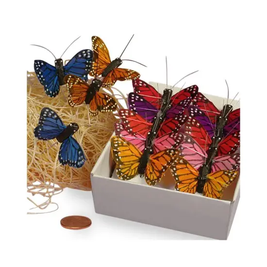 Feathery Monarch Butterfly Ties 1.5" &times; 1" {5}