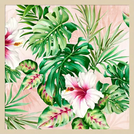Hot Tropical Floral by Alex Black Wood Framed Wall Art Print {1}