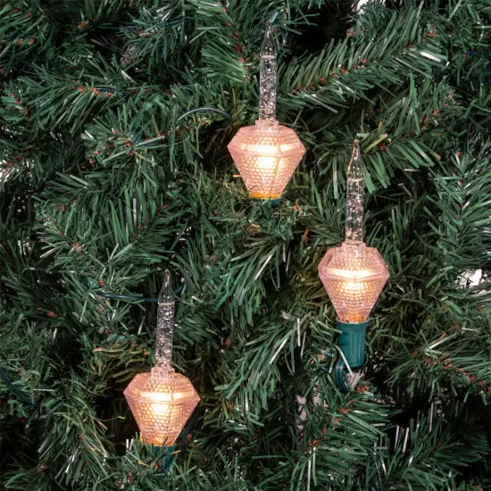 Kurt Adler 7-Light Silver Glitter Diamond Bubble Light Set {4}