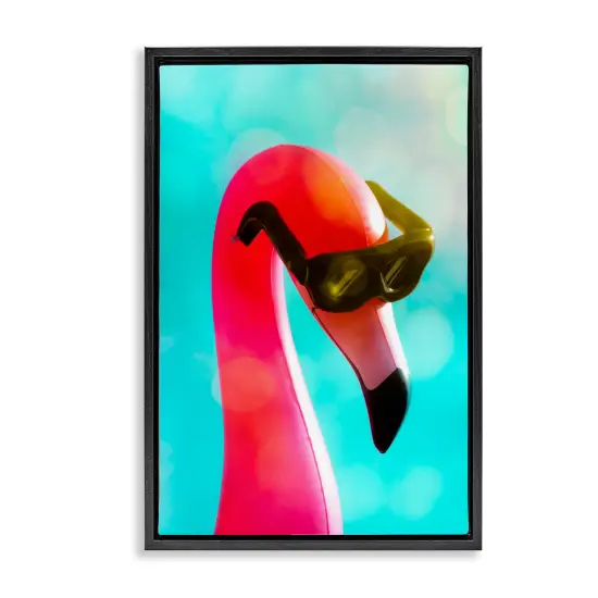 Stupell Industries Flamingo Basking in Bokeh Floater Framed Canvas Wall Art Design by Graffi*tee Studios {1}