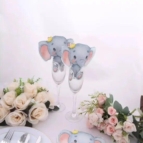 20 Blue Elephant Shaped Disposable Beverage Cocktail Paper NAPKINS Party Events {4}