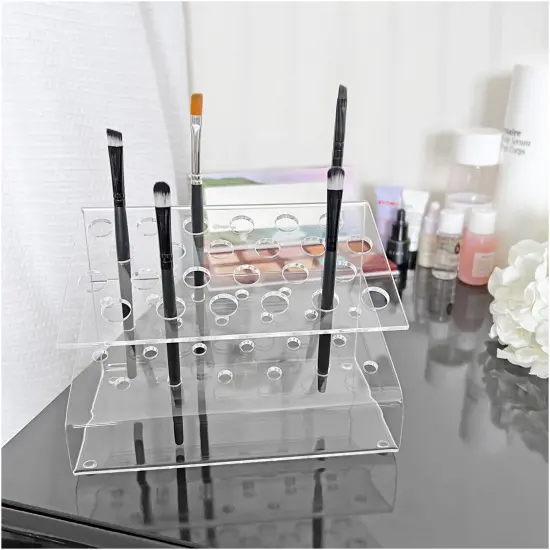 Plymor Clear Acrylic Slanted 24 Pen Display Holder, 4.5" H x 6.5" W x 3.75" D {4}