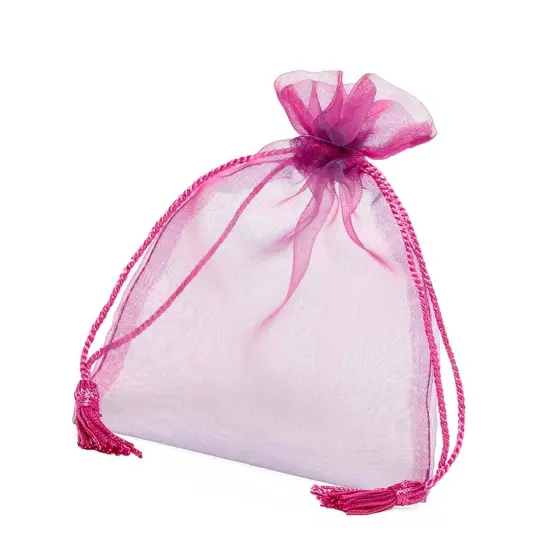 Jewel Tone Iridescent Sheer Tasseled Bags 5'' x 6 1/2'' for Gifts {5}