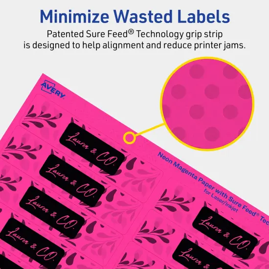 Avery Neon Magenta Paper Labels, 1" x 4" Rectangle {4}