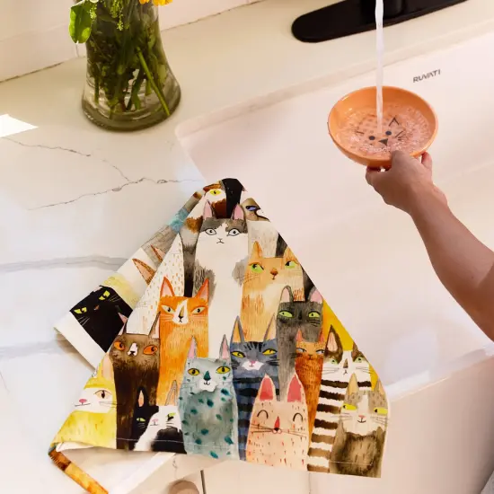 Cat Power Cotton Kitchen Tea Towel {3}