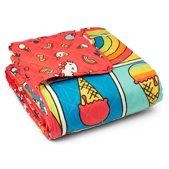 Sanrio Hello Kitty and Friends Quilted Blanket Rainbow Red {2}