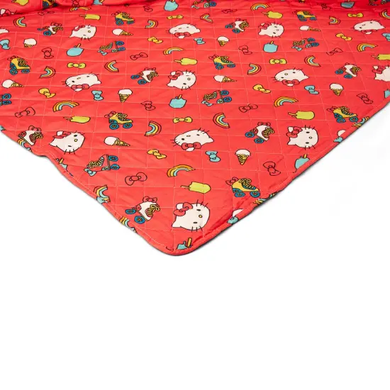 Sanrio Hello Kitty and Friends Quilted Blanket Rainbow Red {4}