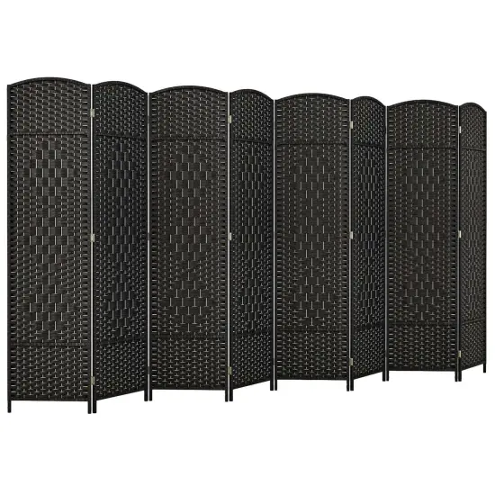 Costway 8-Panel Room Divider 6 FT Tall Folding Privacy Screen with Solid Wood Frame Brown/Black {1}