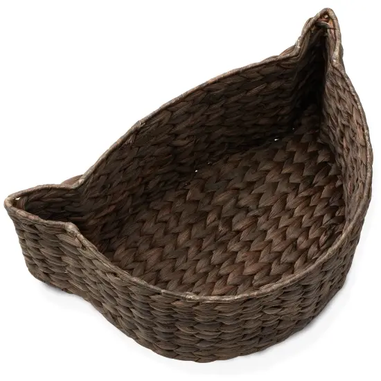 Casafield Cat Shaped Storage Basket, Woven Water Hyacinth Pet Toy Organizer Bin {1}