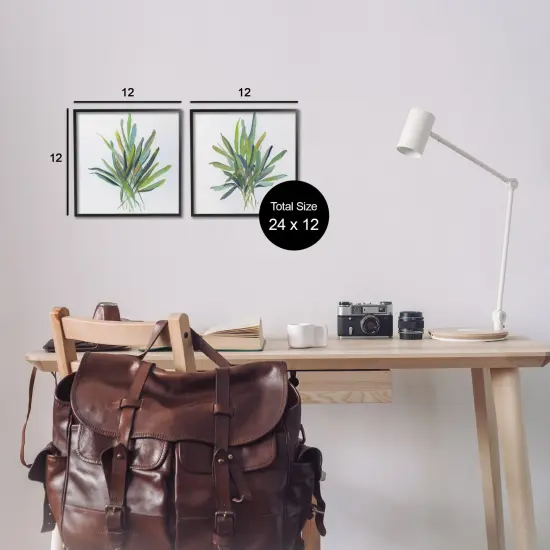 Stupell Industries Layered Plant Sprigs 2pc Framed Giclee Wall Art Set Design by Sally Swatland {3}