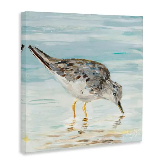 Stupell Industries Sandpiper on Shallow Beach Coast Canvas Wall Art {3}