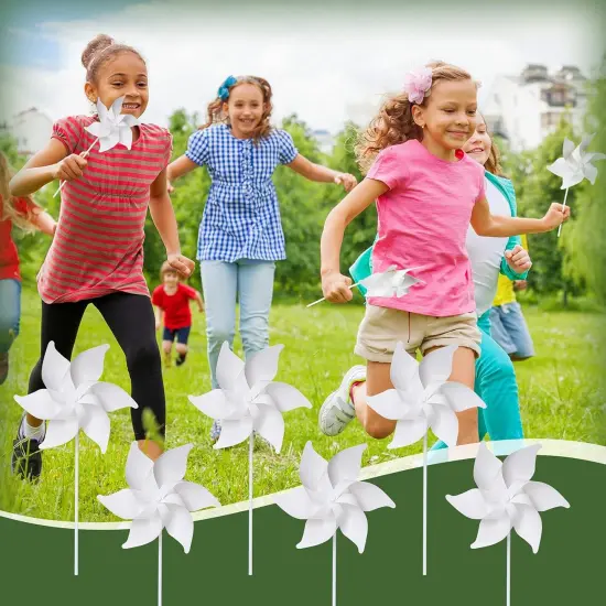 36 Pcs DIY Pinwheels Blank Paper Pinwheels for Kids Color Your Own Summer Crafts {5}
