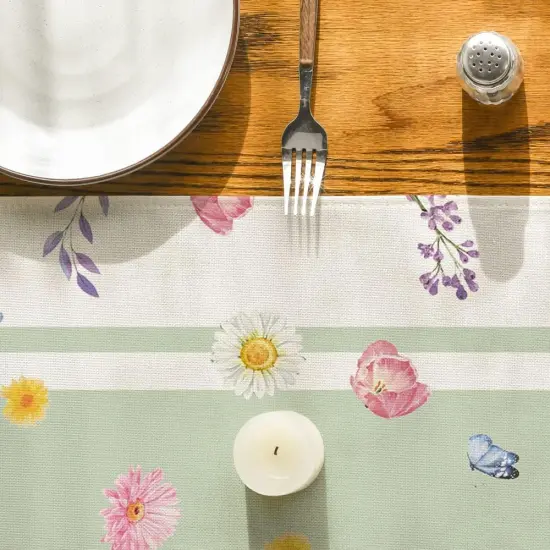 Vase Bloom Tulip Lavender Summer Table Runner, Seasonal Spring Kitchen Dining Table Decoration for Home Party Decor 13x72 Inch {6}