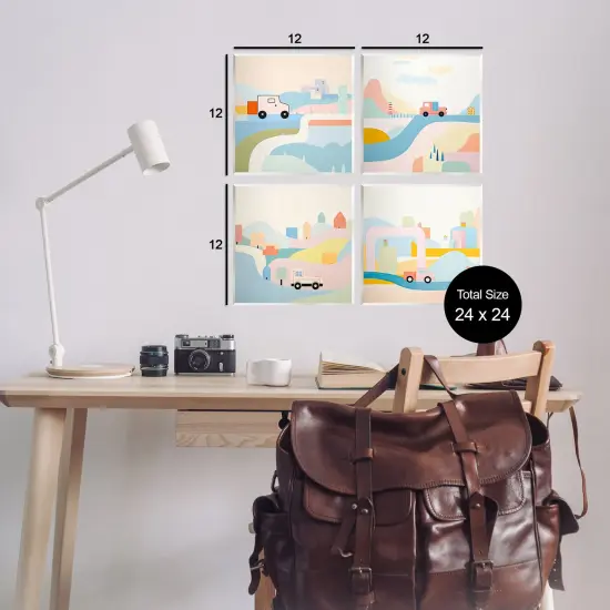 Stupell Industries Pastel Whimsical Landscapes 4pc Wall Plaque Art Set Design by Lazar Studio {3}