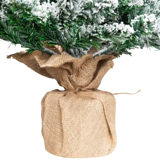 Northlight Frosted Pine Artificial Christmas Tree in Burlap Base - 3' - Unlit Green {5}