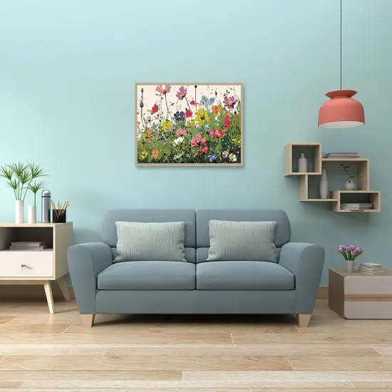 Paint by Numbers Kit for Adults Beginners 8Wx12L inch Canvas Pictures with Framed Drawing Painting Works with Wooden Triangle Easel Acrylic Pigment Flower {5}