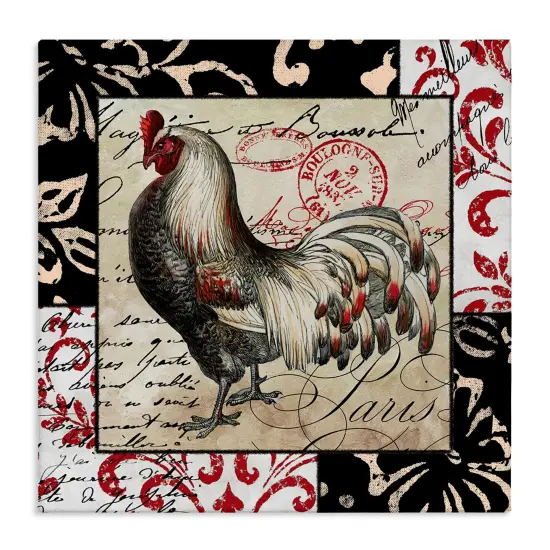 Stupell Industries Hen with Vintage Cursive Canvas Wall Art Design by Sasha {1}
