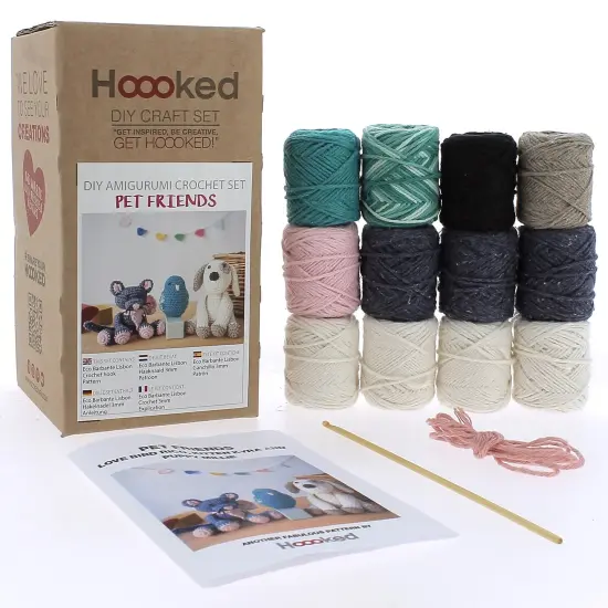 Hoooked Amigurumi DIY Kit W/Eco Barbante Yarn-Pet Friends {1}
