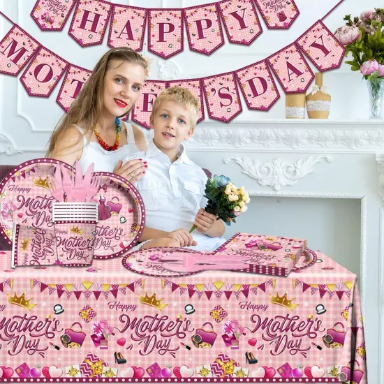 142Pcs Happy Mother's Day Party Tableware {3}