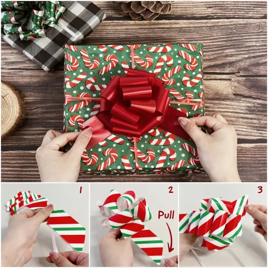 Wrapables Large 5 inch Christmas Pull Bows, Ribbon Bows for Gift Wrapping, Xmas Decorations (16pcs), Holiday Colors {3}